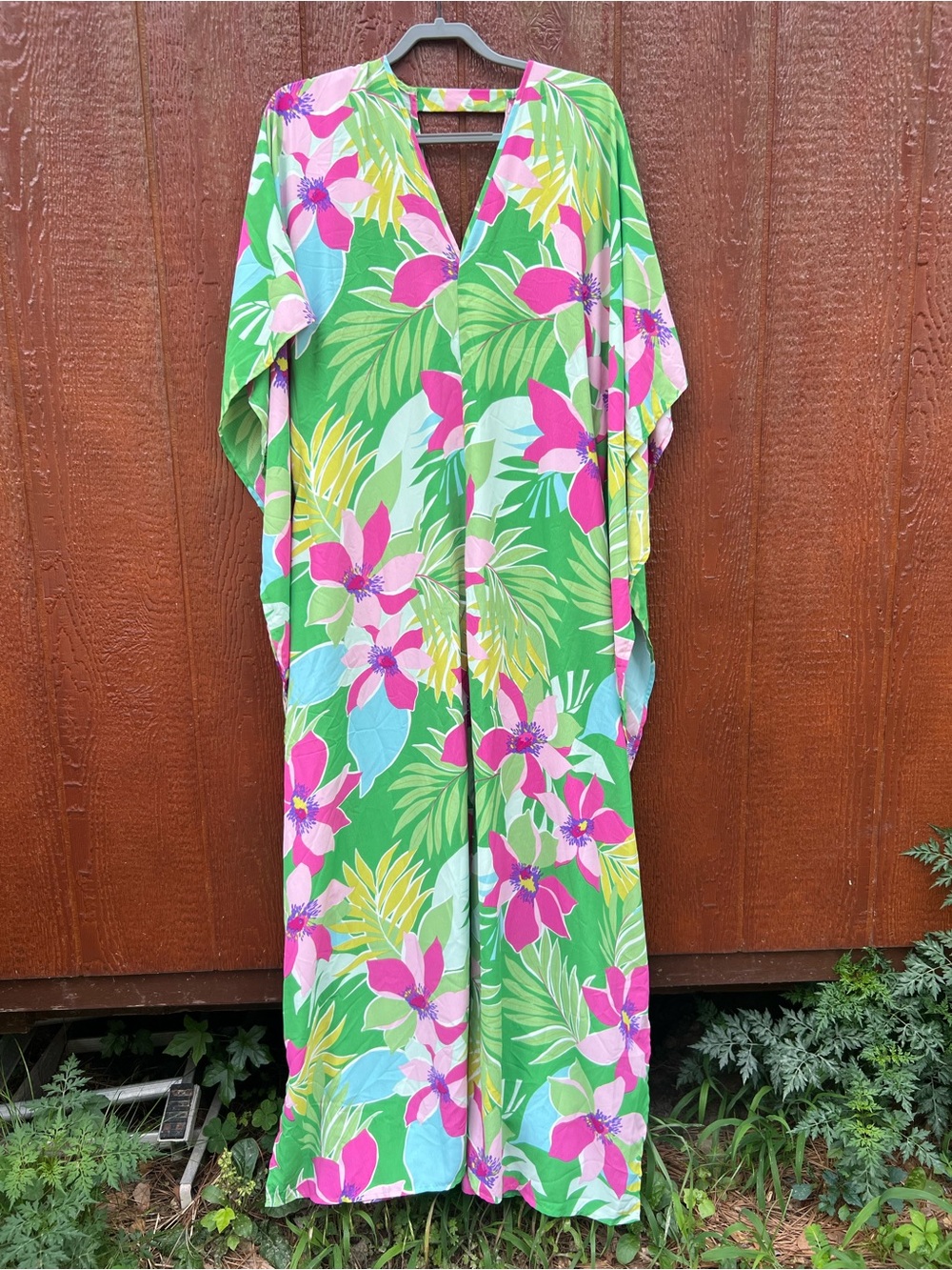 FKSP For Lake Style Pantry Tropical Floral Kaftan Maxi Dress Coverup XXS XS S - Picture 2 of 7